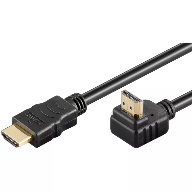 Goobay HDMI 2.0 90° kampuotas laidas su Ethernet 4K 60Hz 5 m juodas