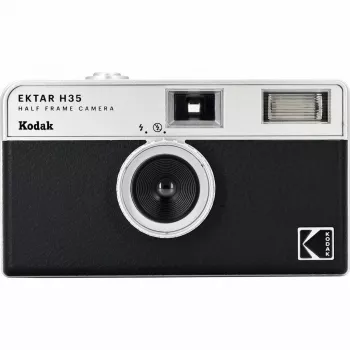 35 mm juostinis fotoaparatas Kodak Ektar H35 juodas — kompaktiškas, fiksuoto objektyvo, 35 mm juostos formatas