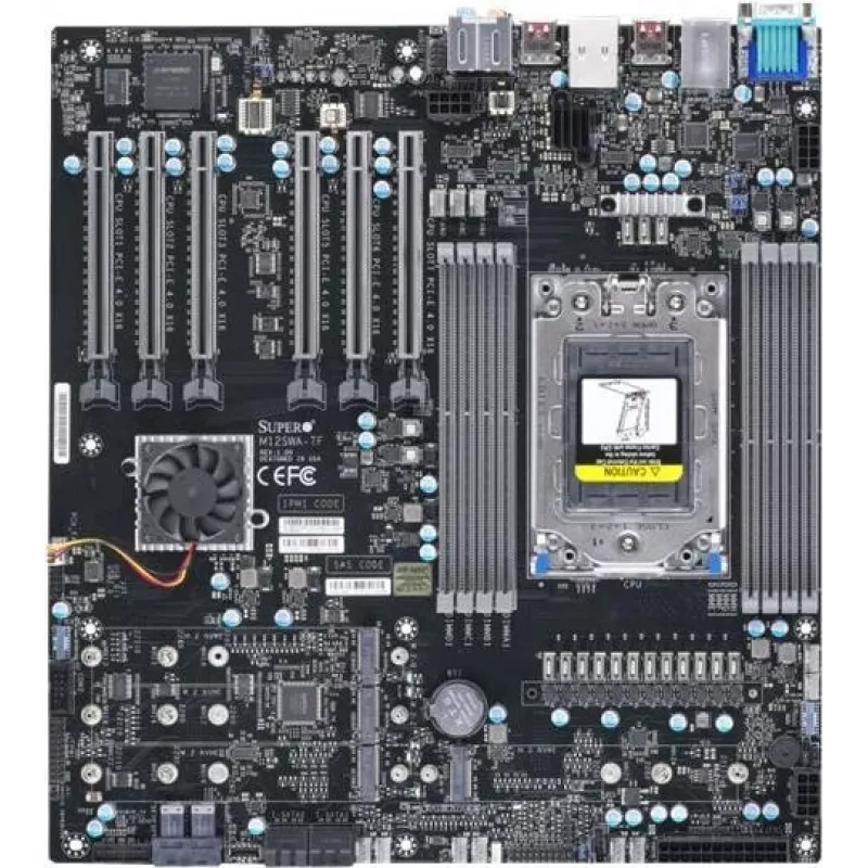 Supermicro - Pagrindinė plokštė M12SWA-TF - E-ATX - Lizdas sWRX8 - AMD WRX80 mikroschemų rinkinys - USB-C Gen2, USB 3.2 Gen 1, USB 3.2 Gen 2, USB-C Gen 2x2 - 10 Gigabit LAN, Gigabit LAN - Integruota grafika