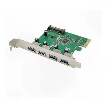 “PCIe USB 3.0” plokštė Inateck KTU3FR-4P — 4 USB 3.0 prievadai, 15 kontaktų SATA maitinimas
