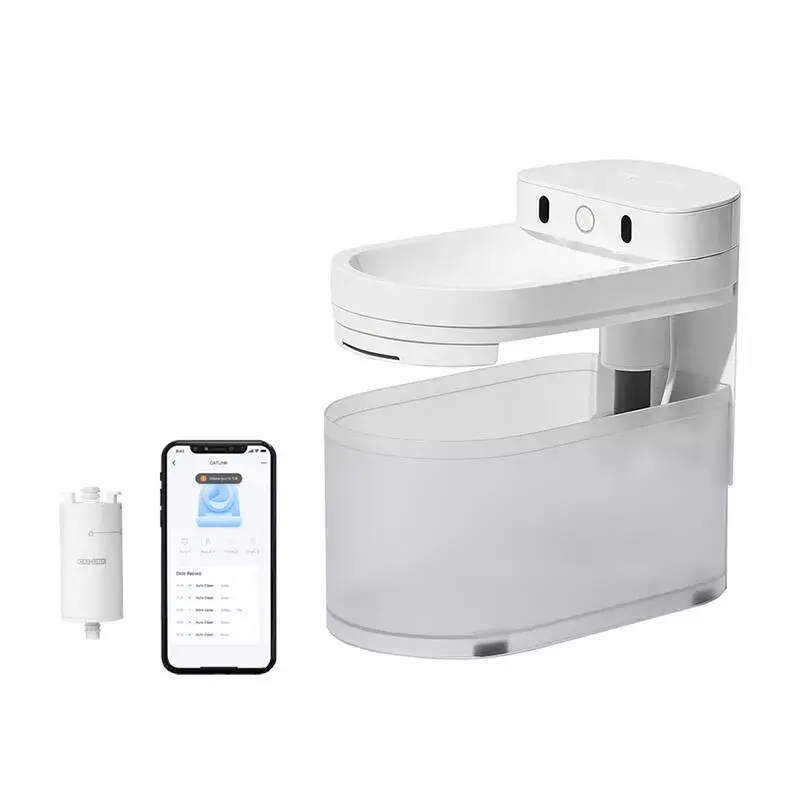 Kačių fontanas Catlink Pure 3 CL-WB-02 baltas su filtravimo sistema ir reguliuojamu vandens srautu
