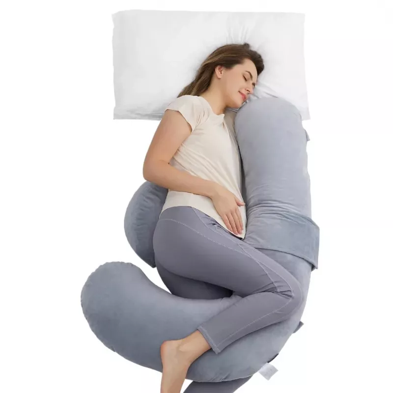 Momcozy PP007 F formos nėščiųjų pagalvė, aksominė pilka