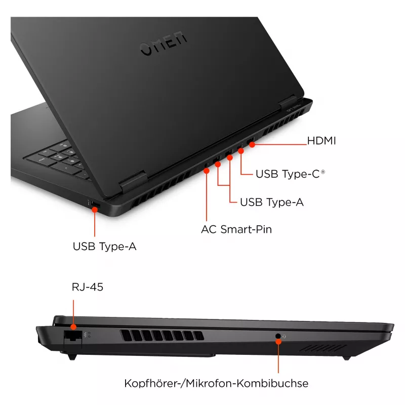 HP OMEN 17-db1176ng Žaidimų Nešiojamasis Kompiuteris – 17,3 FHD 144Hz, Ryzen AI 7, 32GB RAM, 1TB SSD, RTX 5070 (BZ9E8EA#ABD)