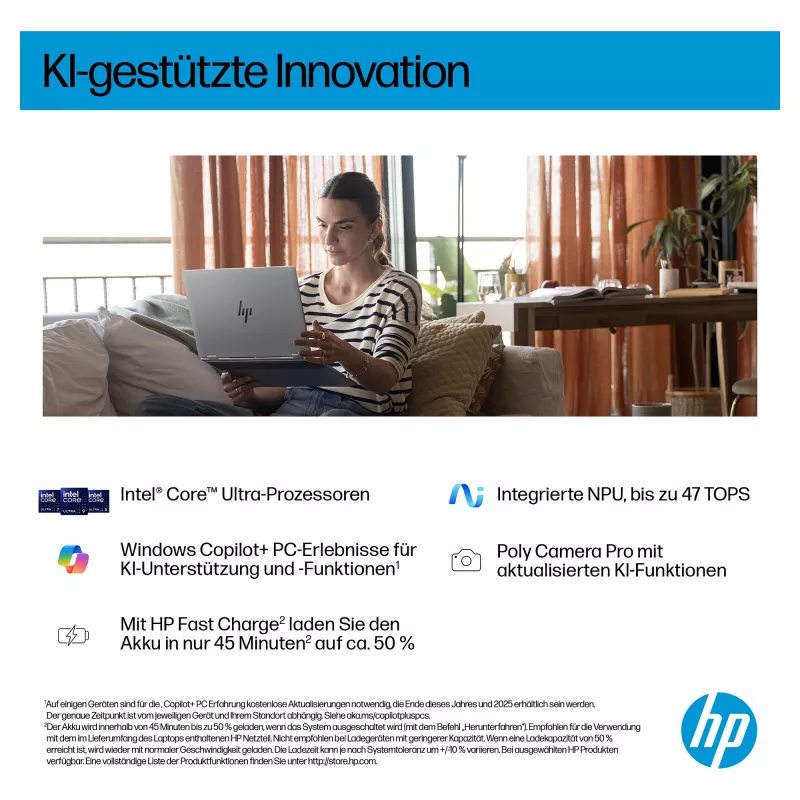 HP OmniBook BZ8E4EA 16 nešiojamasis kompiuteris - Core Ultra 5 4,5 GHz 40,6 cm - 512 GB SSD - 16 GB RAM - lietimui jautrus ekranas - Windows 11 Home (BZ8E4EA#ABD)