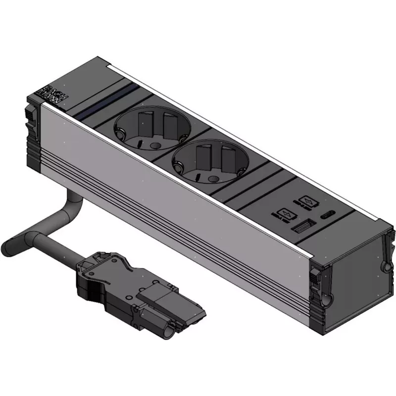 Bachmann CONI 2xCEE7/3 1xUSB A/C 22W 0,2m GST18 juoda (912.233)