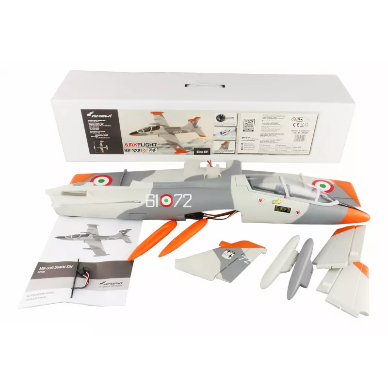 RC lėktuvas Amewi MB-339 su elektriniu varikliu, rekomenduojamas amžius 14+, svoris 0,5 kg
