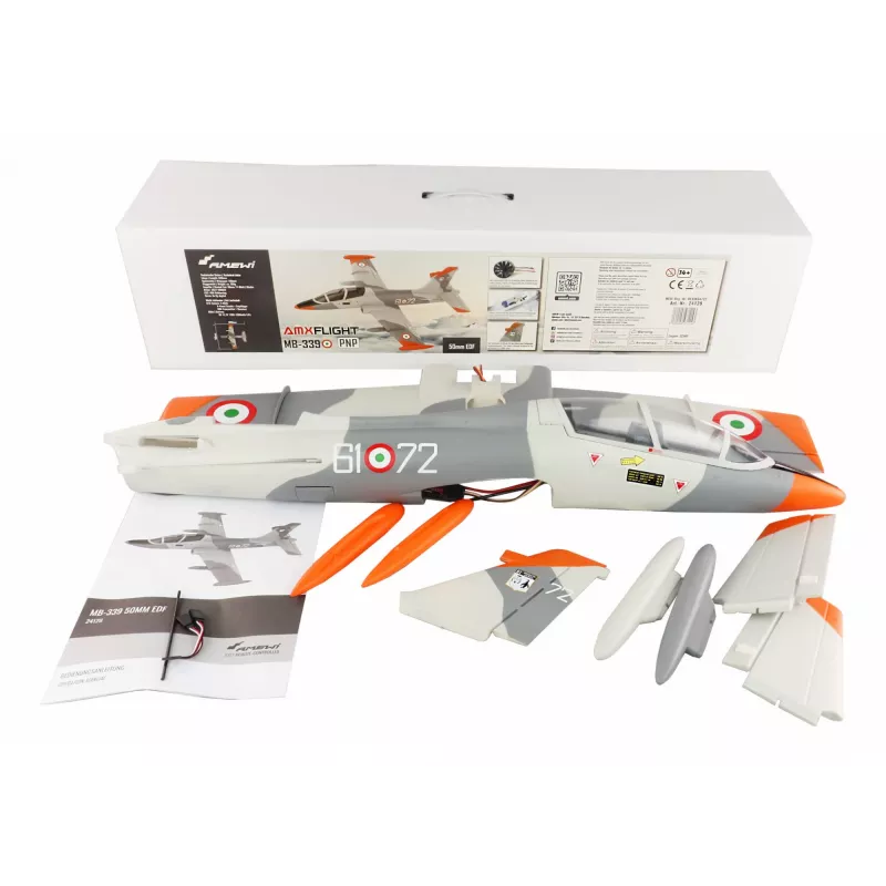 RC lėktuvas Amewi MB-339 su elektriniu varikliu, rekomenduojamas amžius 14+, svoris 0,5 kg
