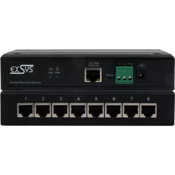 Nuoseklusis įrenginių serveris Exsys EX-61008 — 8x RS232/422/485 prievadai, komplekte maitinimo adapteris