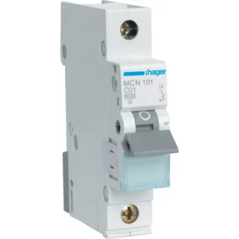 Hager MCN101 - 1P - 50 - 60 Hz - 1 A - 17,5 mm - 70 mm - 83 mm