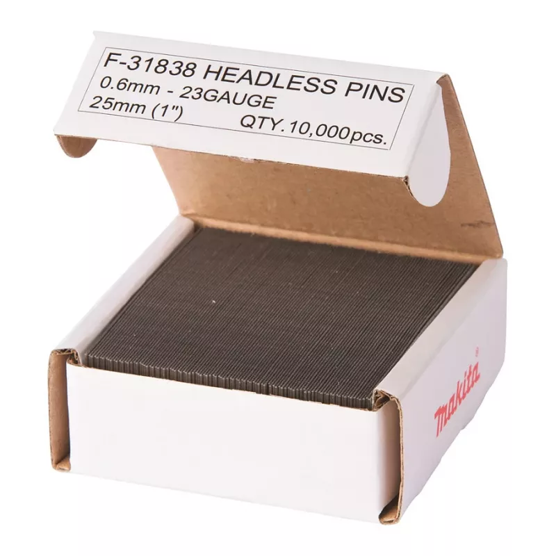 Makita F-31838 cinkuotos vielinės vinys, 0,6 x 25 mm, 23 Ga, 10000 vnt.