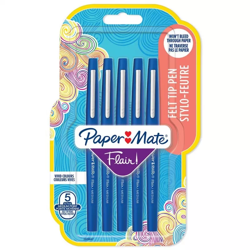 Felt Pen Papermate Flair Medium Blue 5 vnt.