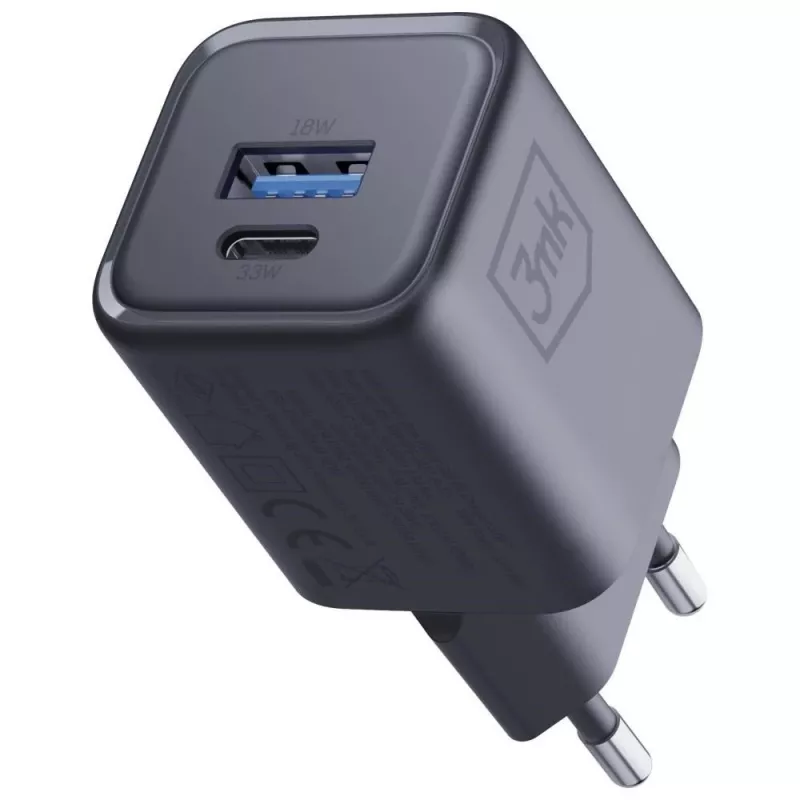 Įkroviklis 3MK Hyper Charger PD 33W GaN QC4+ juodas — 33 W PD greitasis įkroviklis su GaN technologija