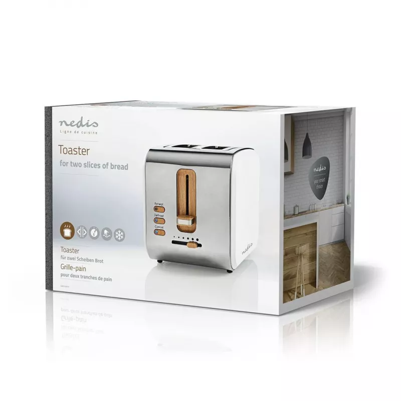 Skrudintuvas Nedis KABT510EWT — 2 riekėms, nerūdijančio plieno korpusas, 900 W, baltas
