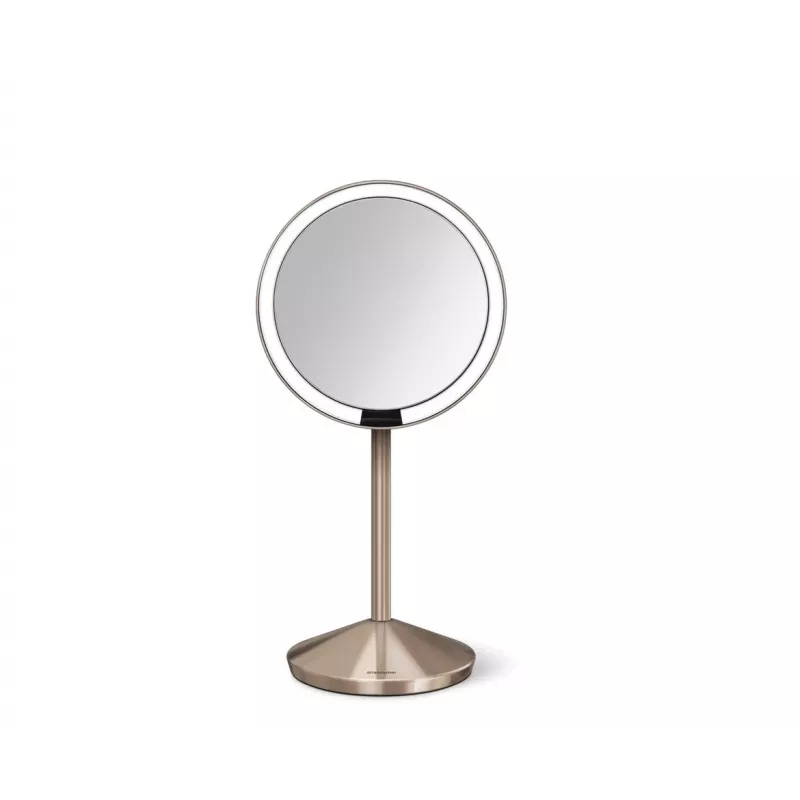 simplehuman sulankstomas veidrodis su jutikliu, 12 cm, įkraunamas, nerūdijantis plienas, rožinis auksas