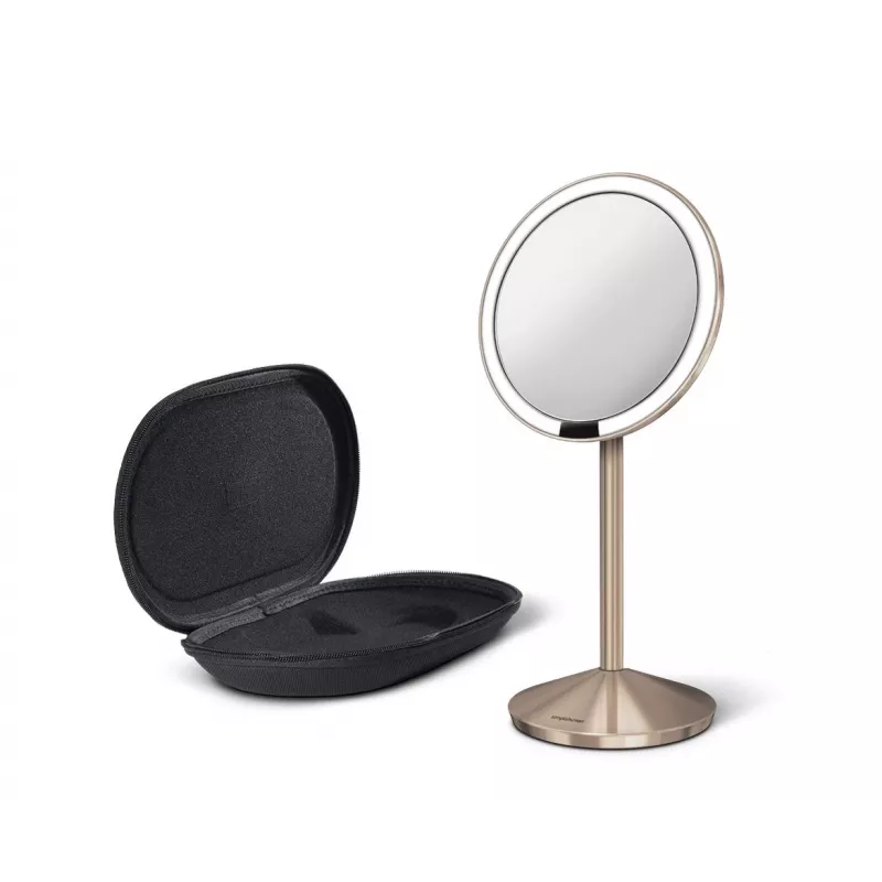 simplehuman sulankstomas veidrodis su jutikliu, 12 cm, įkraunamas, nerūdijantis plienas, rožinis auksas