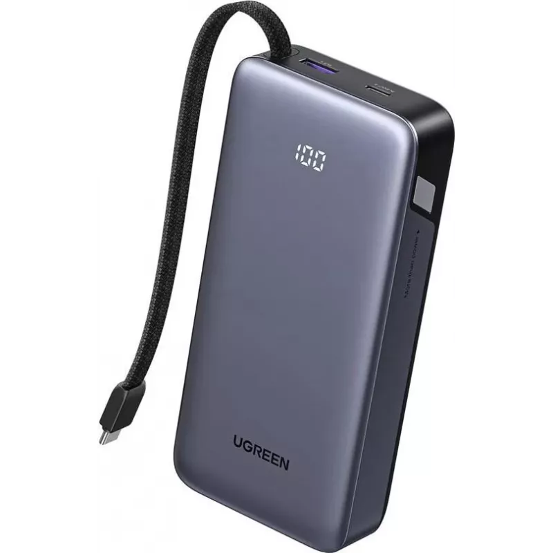 UGREEN išorinė baterija 20000mAh PB536 45W nešiojamas įkroviklis, 20000 mAh talpos baterija, 45W išvestis (pilka)