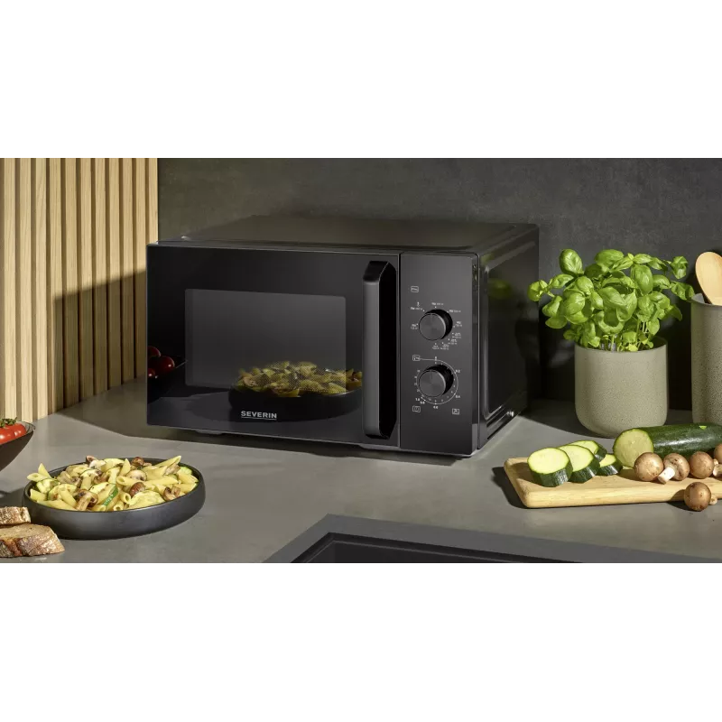 Kombinuota mikrobangų krosnelė SEVERIN MW 7792, pastatoma, 20 L, 900 W, juoda, mygtukai ir sukamoji rankenėlė