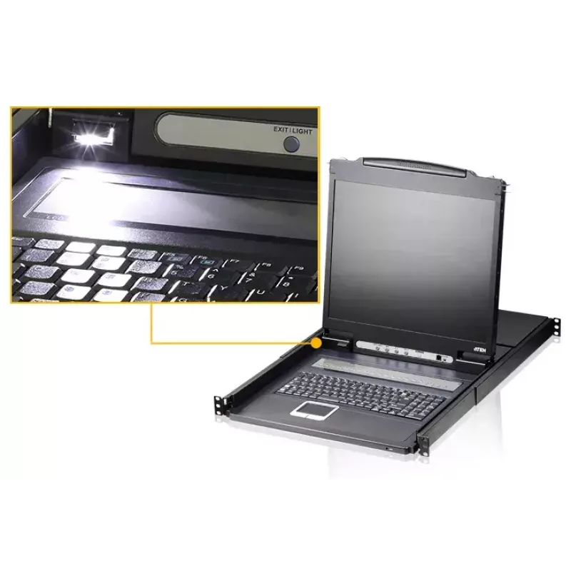 KVM jungiklis ATEN CL1308N 8 prievadų, USB/PS/2 klaviatūra ir pelė, 19 colių LCD, 1U stovas, juodas