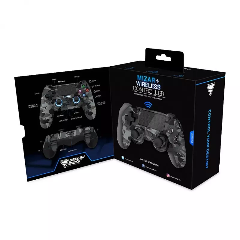 Dragonshock valdiklis Mizar+ belaidis pilkas kamufliažas PS4 / PC