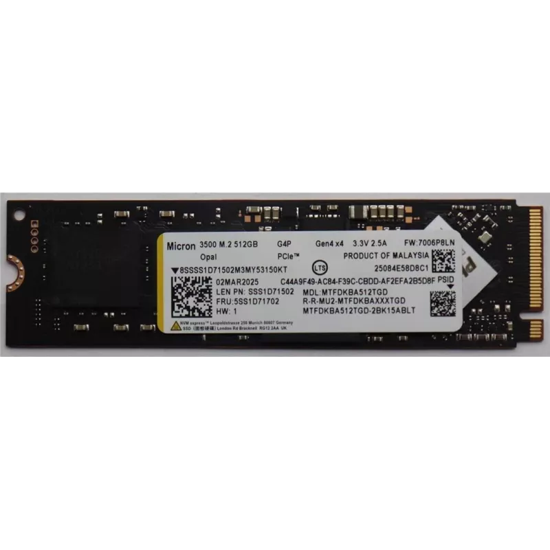 Lenovo SSD M.2 PCIe NVMe FRUM.2-2280 (5SS1D71702)