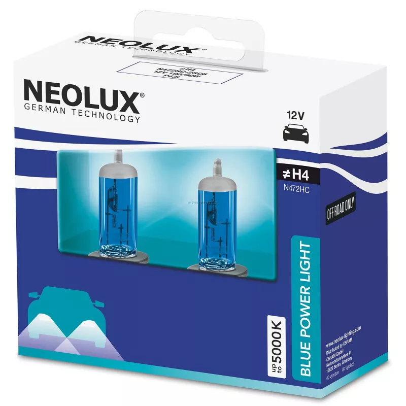 Halogeninė lemputė Neolux H4 Blue Power Light 2 vnt. pakuotė — 12V, 100/90W