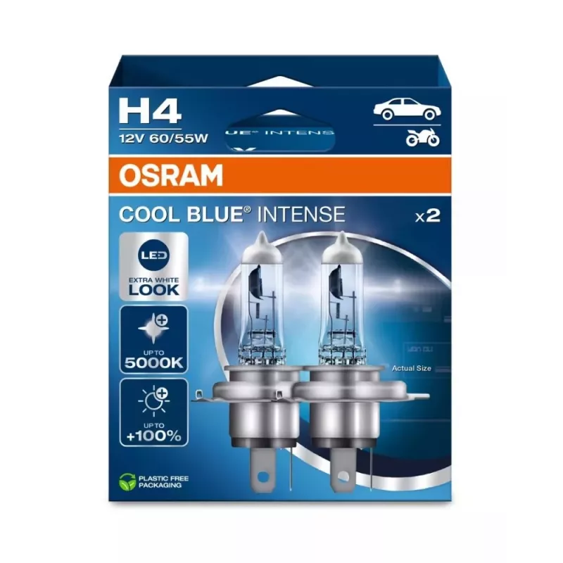 Osram H4 Cool Blue Intense Next Gen 2 vnt. pakuotė | halogeninė lemputė | 12 V, 60/55 W