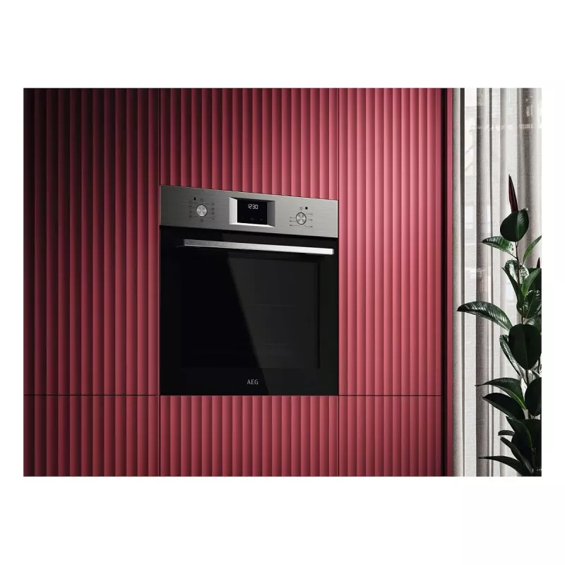 Įmontuojama elektrinė orkaitė AEG Series 5000 OU5AB20SM — 72 l, A+, nerūdijantis plienas/juoda, jutikliniai ir sukamieji valdikliai