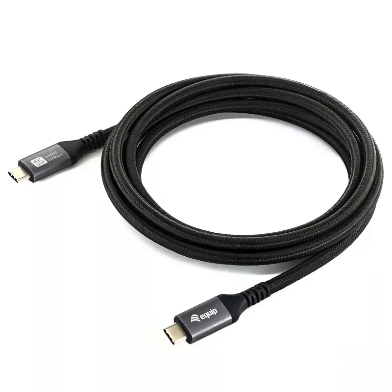 EQUIP USB4 Gen 2x2 C–C kabelis 3,0 m, PD 100 W, 4K/60 Hz, 20 Gbps, juodas