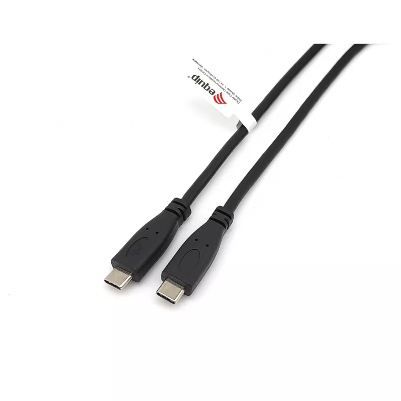 EQUIP USB 2.0 Type-C į Type-C laidas V/V 0,3 m PD 60 W, 0,48 Gbit/s, nikeliuoti kontaktai, juodas
