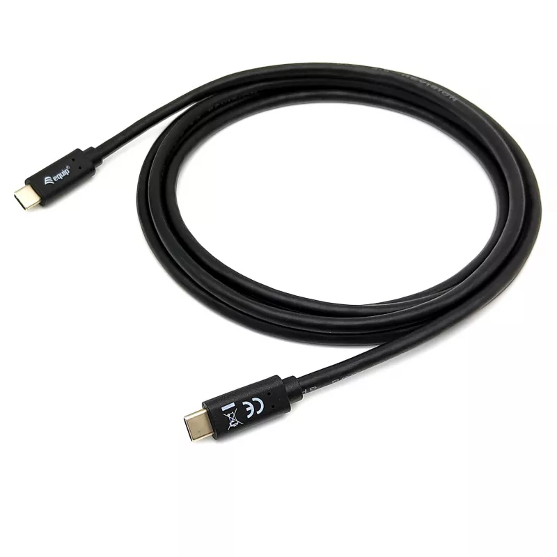 USB-C į USB-C laidas EQUIP 128348, USB 3.2 Gen 1 (5 Gbps), PD 60W, 0,5 m, juodas