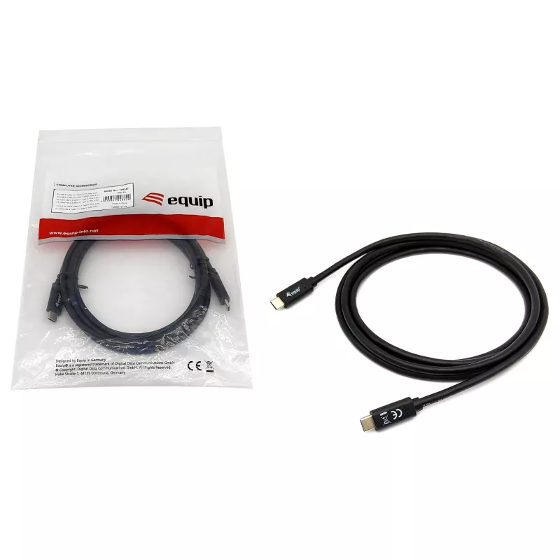 USB-C į USB-C laidas EQUIP 128348, USB 3.2 Gen 1 (5 Gbps), PD 60W, 0,5 m, juodas