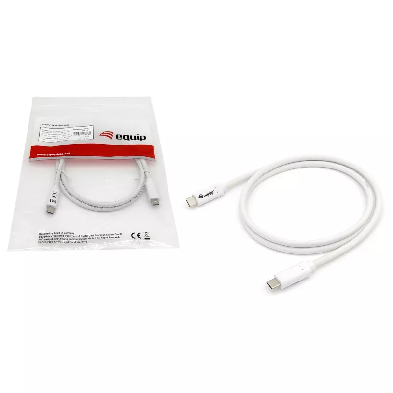 EQUIP USB 3.2 Gen 1 Type-C–Type-C laidas 0,5 m PD 60 W 5 Gbps baltas