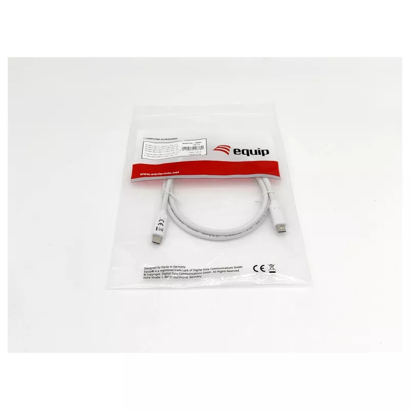 EQUIP USB 3.2 Gen 1 Type-C–Type-C laidas 0,5 m PD 60 W 5 Gbps baltas