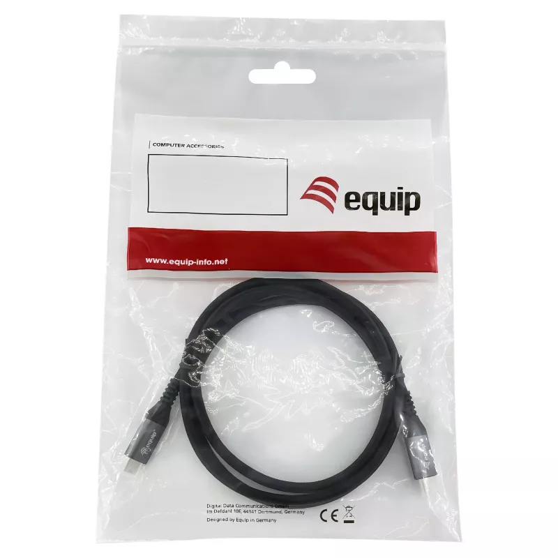 USB4 Gen3x2 C–C laidas EQUIP 128380, 0,5 m, PD 3.1 240W, 40 Gbps, 8K/60Hz, juodas