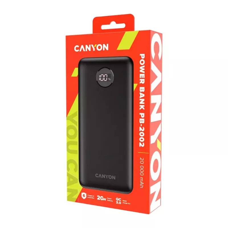 Canyon PB-2002 išorinė baterija 20 000 mAh PD20W juoda