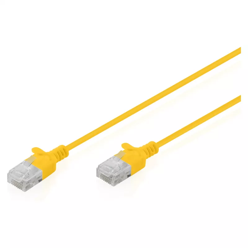 komutacinis kabelis DIGITUS CAT6 U-UTP plonas 0,3 m, geltonas