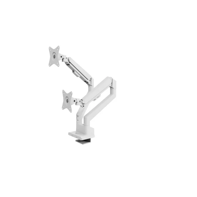 Monitoriaus stalinis laikiklis Arozzi AZ-ALZARE-NEO-DUO-WT 2 ekranams, iki 81,3 cm (32 col.), 18 kg bendra apkrova, VESA 75x75–100x100, baltas