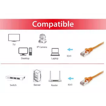 Tinklo kabelis Equip Cat.6 S/FTP komutacinis kabelis RJ-45 50 m oranžinis