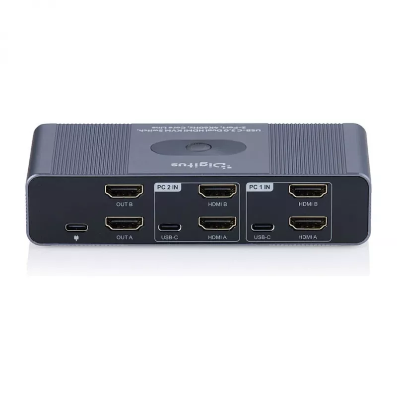 KVM jungiklis DIGITUS DS-12856 USB-C/USB-A 2 prievadų dvigubas HDMI 4K60Hz (USB 3.2 Gen 1)