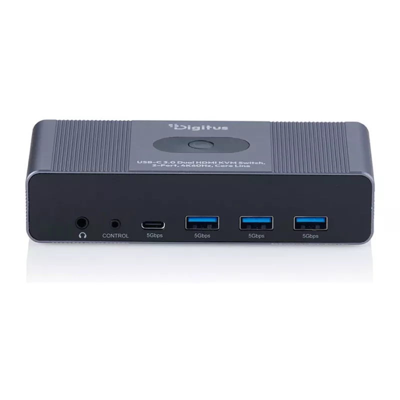 KVM jungiklis DIGITUS DS-12856 USB-C/USB-A 2 prievadų dvigubas HDMI 4K60Hz (USB 3.2 Gen 1)