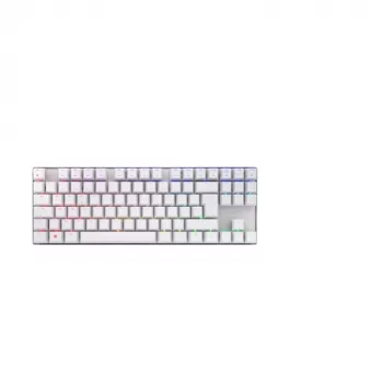 Mechaninė žaidimų klaviatūra Cherry MX 8.2 TKL belaidė RGB – be skaitmenų dalies, RF + Bluetooth, AZERTY, 88 klavišai, balta