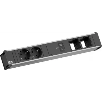 Maitinimo lizdas Bachmann CONI su 2x CEE 7/3 lizdais ir 1x USB-C 100 W, 2x kabeliu montuojamomis jungtimis, 0,2 m kabeliu