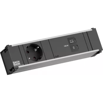 Bachmann CONI BM0023770 Einbaumodul 1x CEE7/3-Socket Outlet 1x USB-C/C 100W juodas L=0,2m