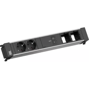 Maitinimo rėmo lizdas Bachmann BM0023845 su 2x CEE7/3 lizdais, 1x USB-C (100W), 2x jungčių moduliais, 0,2 m kabeliu