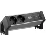 Bachmann DESK2 ALU Juoda stalo jungčių juosta 2x CEE7/3 1x USB-C/C 45W juoda RAL9005