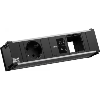 Kištukinis lizdas Bachmann CONI su 1x CEE 7/3 lizdu, 1x USB-C PD 45W, 1x maitinimo jungtimi, 0,2 m laidu