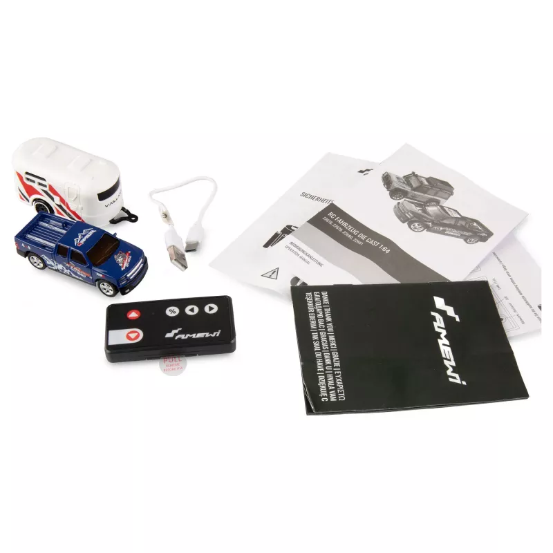 RC pikapas Amewi 22680 1:64 mastelio RTR su priekaba, mėlynas
