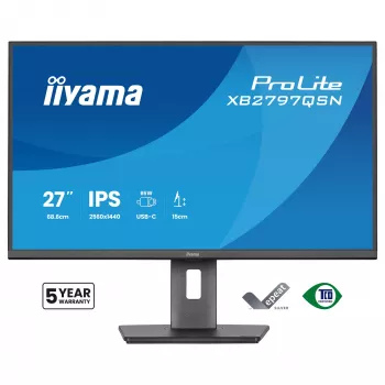 Kompiuterio monitorius IIYAMA ProLite XB2797QSN-B1 27 colių 2560x1440 Quad HD LCD IPS, matinis, USB 3.2 šakotuvas, garsiakalbiai, aukščio reguliavimas, VESA