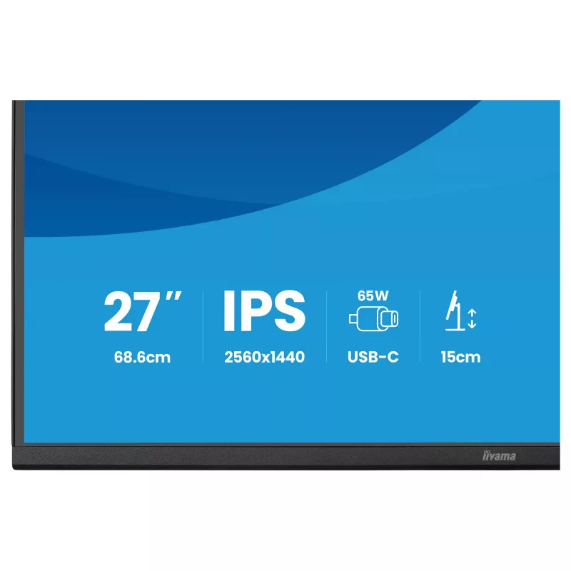 Kompiuterio monitorius IIYAMA ProLite XB2797QSN-B1 27 colių 2560x1440 Quad HD LCD IPS, matinis, USB 3.2 šakotuvas, garsiakalbiai, aukščio reguliavimas, VESA