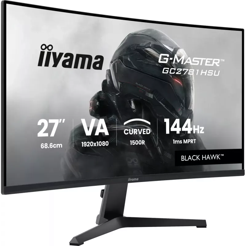 Monitorius IIYAMA G-MASTER GC2781HSU-B1 27 colių lenktas VA 1920×1080 144 Hz USB šakotuvas garsiakalbiai VESA juoda